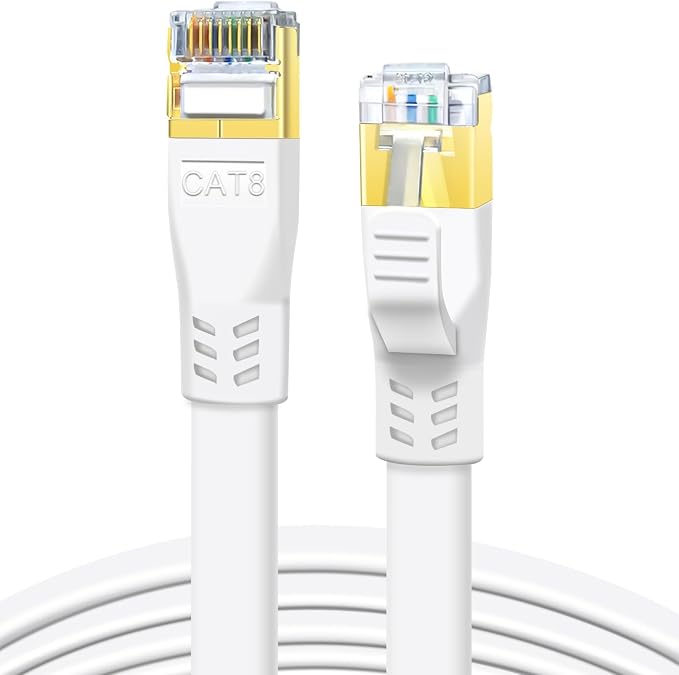 DDMALL CAT 8 Ethernet Cable 10ft, High Speed 40Gbps 2000MHz Shielded Flat CAT8 by DDMALL