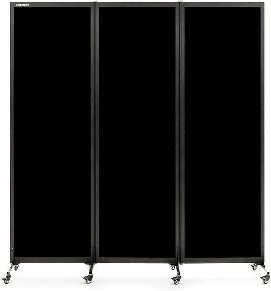 Upgrade Version Room Partition and Divider, Freestanding Rolling Dividers with Wheels,Office Privacy Screen Divider Wall,Classroom Felt Dividers,6'L* 6'7"H,3 Panel,Black