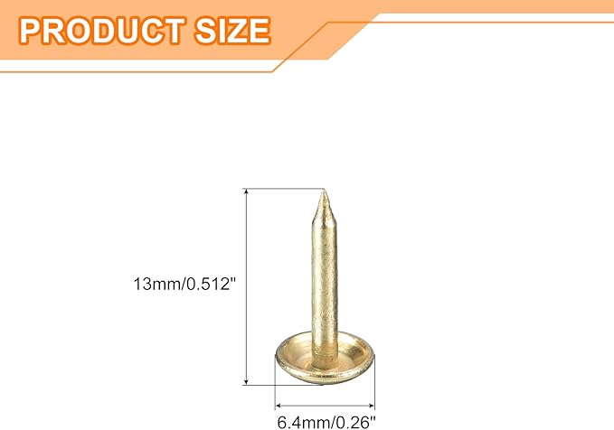 uxcell Upholstery Tacks Nail Pins Furniture, 1000Pcs 6.4x13mm Thumb Tack Pins Assortment Kit Carbon Steel for Home Sofa DIY Decorative Nail Heads Nails, Gold