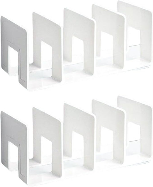 2PCS Acrylic File Organizer for Desk, Desktop Document/Mail Organizer, 4 Compartments Plastics Invisible Bookshelf Floating (12.5" x 5.7" x 5", White)
