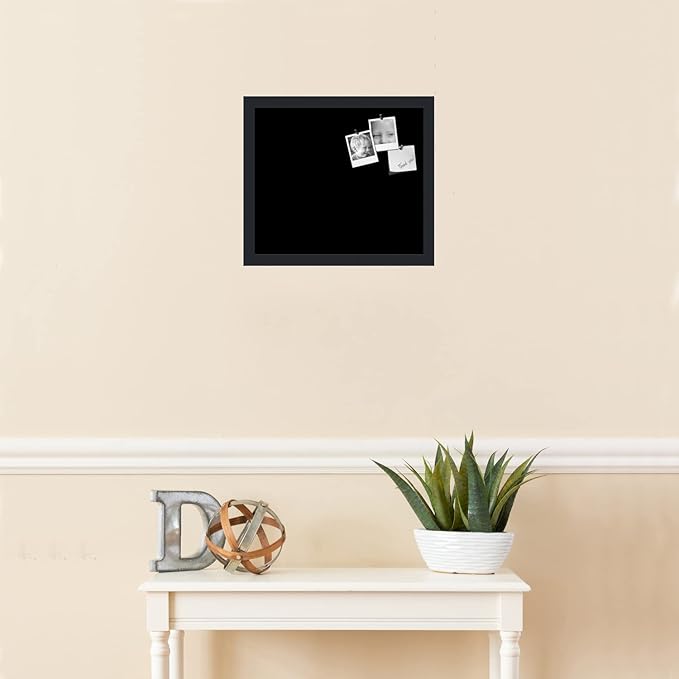 PinPix 15x13 Inch Cork Bulletin Board. This Decorative Framed Pin Board Comes with Solid Black Design and a Satin Black Frame. Ideal for Home Office Decor or Message Board (PinPix-622)