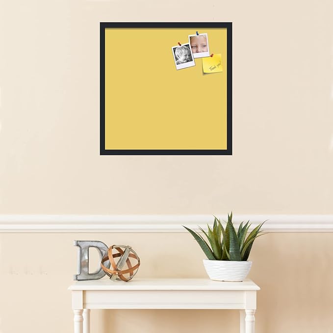 PinPix 22x22 Inch Cork Bulletin Board. This Decorative Framed Pin Board Comes with Honey Pastel Design and a Satin Black Frame. Ideal for Home Office Decor or Message Board (PinPix-1810)