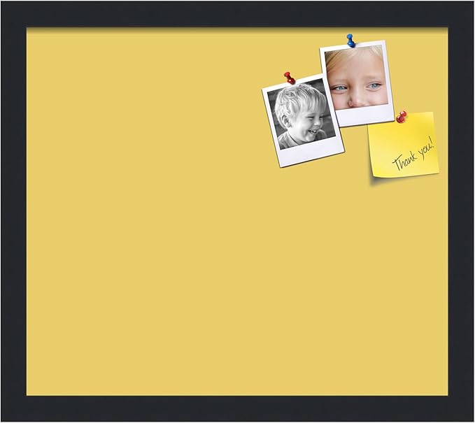 PinPix 16x14 Inch Cork Bulletin Board. This Decorative Framed Pin Board Comes with Honey Pastel Design and a Satin Black Frame. Ideal for Home Office Decor or Message Board (PinPix-1810)