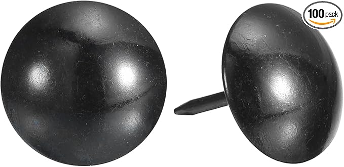 uxcell Upholstery Tacks Nail Pins Furniture, 100Pcs 19x23mm Thumb Tack Pins Assortment Kit Carbon Steel for Home Sofa DIY Decorative Nail Heads Nails, Black