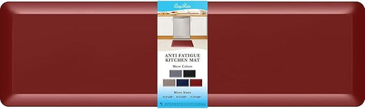 4/5 Inch Thick Kitchen Mat Anti Fatigue Mat Kitchen Rugs Kitchen Decor Non-Slip, Stain Resistant, Waterproof Kitchen Mats Desk Mat for Kitchen, Office, Workshop, Red, 17'' x 60''