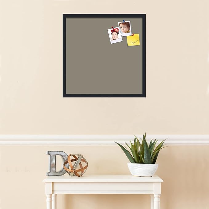 PinPix 22x22 Inch Cork Bulletin Board. This Decorative Framed Pin Board Comes with Pewter Design and a Satin Black Frame. Ideal for Home Office Decor or Message Board (PinPix-1812)