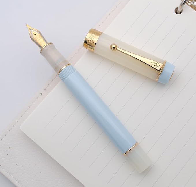 JINHAO 100 Fountain Pen with Ink Converter (Medium Nib 0.7mm, Light Blue)