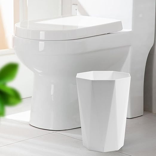 12L Trash Can Wastebasket Plastic Trash Bin Garbage Container Rubbish Can Paper Basket Office Organizer for Bedroom Home Office, 6 White