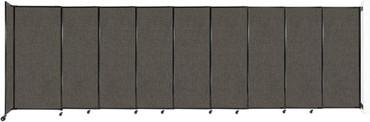 Wall-Mounted Sliding StraightWall Room Divider | Adjustable Widths | Locking Wheels | Room Separator | Up to 19'9" Wide x 6' Tall Mocha Fabric Panels
