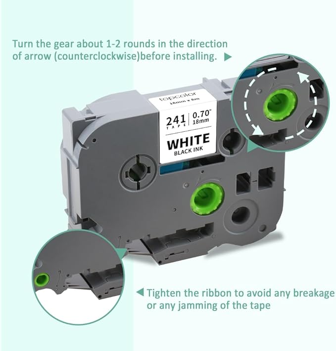 8-Pack 18mm 0.7" Laminated White Tape Compatible for Brother Tze-241 Tze241 Tz-241 Tz241 3/4" P Touch Tze Tz 18mm Label Tape for PTD410 PTD400 PTD610BT PTD600 PTD460 PT-2730 Label Maker