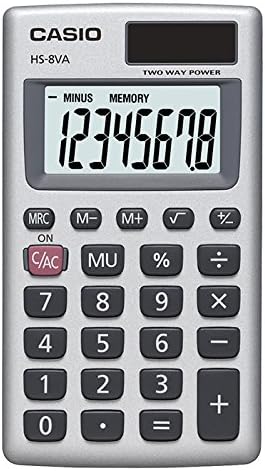 Casio HS-8VA Mini 6-Function Calculator | Large 8-Digit LCD Display | Solar - Image 2