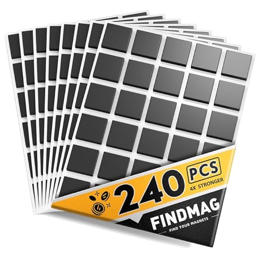 FINDMAG 240pcs Square Magnet Stickers with Adhesive Back, Flexible Self Adhesive Magnets for Crafts, Ideal for Arts, DIY, Office, School, Home, and Wall Hanging