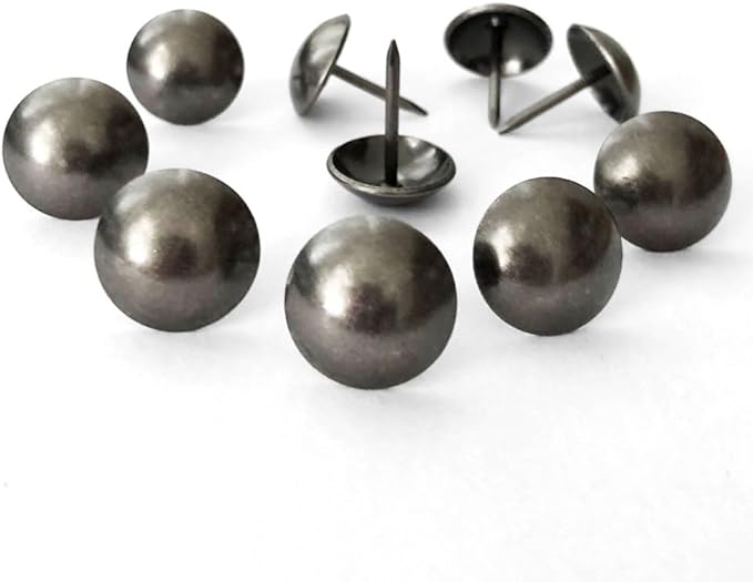 Let's Decorate 100PCS D16mm/0.63" Gun-Black Upholstery Tacks, Decorative Tacks for Sofa Couch, Furniture Metal Thumb Tacks, Home DIY Decorative Nail Heads Nails (100, 16mm Gun-Black)