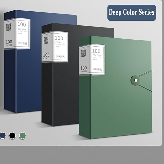 File Folder - 100 Pockets, Durable A4 Letter Size Organizer, Water-Resistant Plastic Dividers, Home/Office/School Document Holder (Dark Blue)