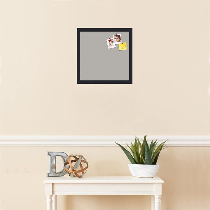 PinPix 14x14 Inch Cork Bulletin Board. This Decorative Framed Pin Board Comes with Dark Stone Design and a Satin Black Frame. Ideal for Home Office Decor or Message Board (PinPix-1808)