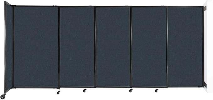 Wall-Mounted Sliding StraightWall Room Divider | Adjustable Widths | Locking Wheels | Room Separator | Up to 11'3" Wide x 5' Tall Blue Spruce Fabric Panels