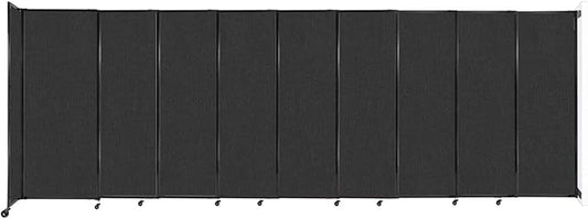Wall-Mounted Sliding StraightWall Room Divider | Adjustable Widths | Locking Wheels | Room Separator | Up to 19'9" Wide x 6'10" Tall Black Fabric Panels