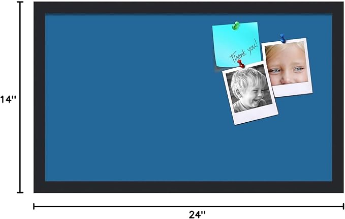 PinPix 24x14 Inch Cork Bulletin Board. This Decorative Framed Pin Board Comes with Navy Pastel Design and a Satin Black Frame. Ideal for Home Office Decor or Message Board (PinPix-1811)