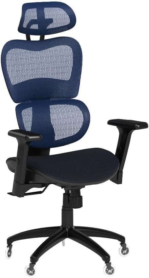Nouhaus Ergo3D Ergonomic Office Chair Lumbar Support Mesh Office Chair with 4D Adjustable Armrest, Adjustable Headrest and Wheels, Mesh High Back Home Office Desk Chairs(Blue)