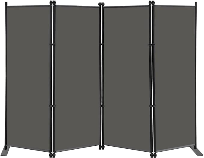 MAYOLIAH 4 Panel Room Divider Screen 6Ft Tall Foldable Privacy Dividers Indoor Wall Partition Room Separator Grey