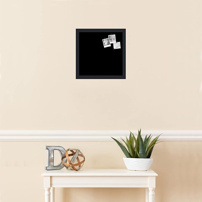 PinPix 13x13 Inch Cork Bulletin Board. This Decorative Framed Pin Board Comes with Solid Black Design and a Satin Black Frame. Ideal for Home Office Decor or Message Board (PinPix-622)