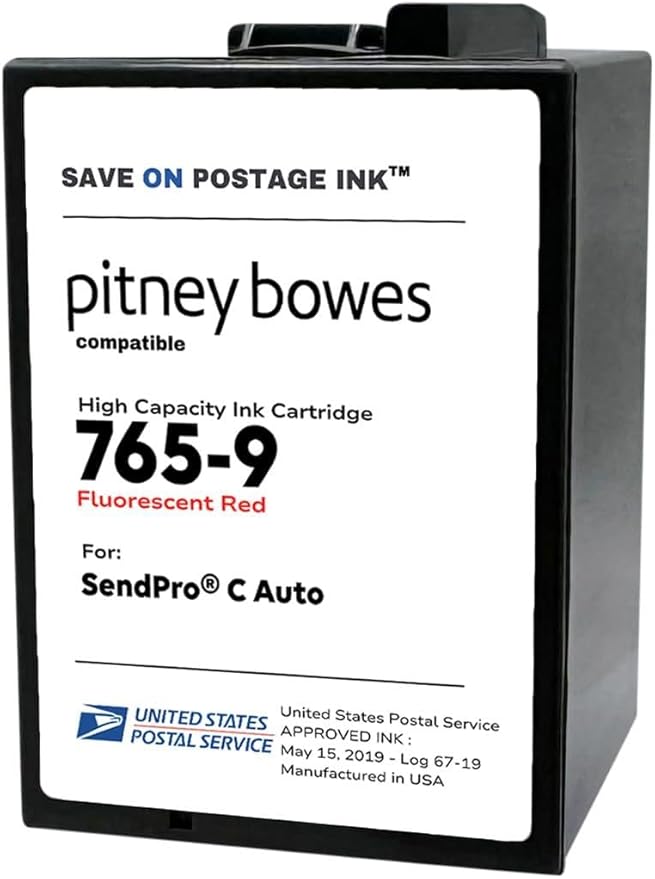 Save On Postage Ink 765-9 Compatible PB 765-9 SendPro MailStation Postage Meter Ink - Compatible PB Postage Meter Ink Cartridge for DM 300c, 400c, 450c and 475c