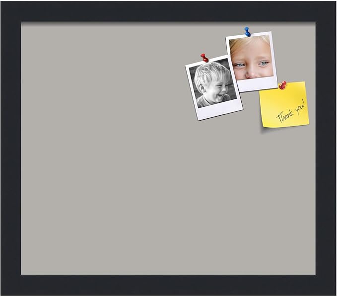 PinPix 14x12 Inch Cork Bulletin Board. This Decorative Framed Pin Board Comes with Dark Stone Design and a Satin Black Frame. Ideal for Home Office Decor or Message Board (PinPix-1808)