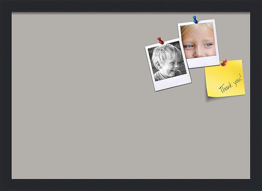 PinPix 20x14 Inch Cork Bulletin Board. This Decorative Framed Pin Board Comes with Dark Stone Design and a Satin Black Frame. Ideal for Home Office Decor or Message Board (PinPix-1808)