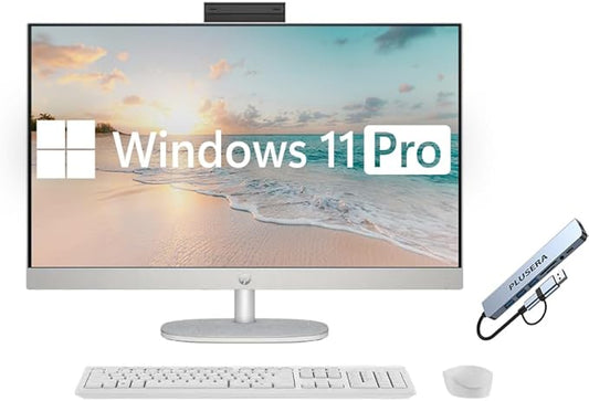HP 27" FHD Touch-Screen All-in-One Computer, 12-Cores Intel Core Ultra 7, 64GB DDR5 RAM 2.5TB Storage (2TB SSD+512GB Docking Station Set), Windows 11 Pro with Microsoft Office Included, White