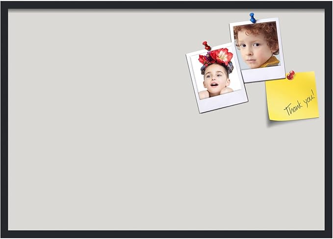 PinPix 40x28 Inch Cork Bulletin Board. This Decorative Framed Pin Board Comes with Light Stone Design and a Satin Black Frame. Ideal for Home Office Decor or Message Board (PinPix-1809)