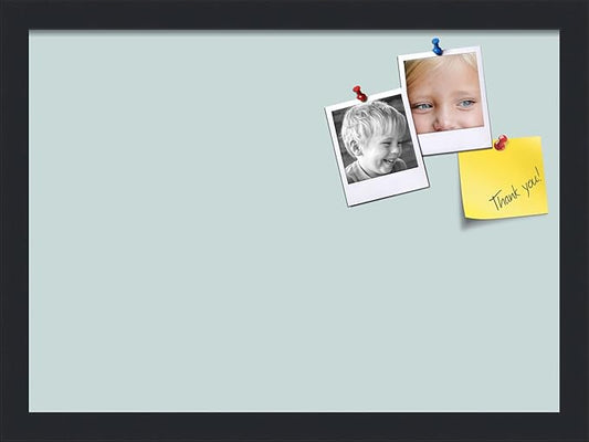 PinPix 18x13 Inch Cork Bulletin Board. This Decorative Framed Pin Board Comes with Soft Blue Design and a Satin Black Frame. Ideal for Home Office Decor or Message Board (PinPix-1814)