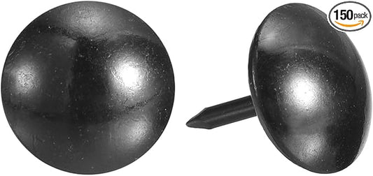 uxcell Upholstery Tacks Nail Pins Furniture, 150Pcs 11x13mm Thumb Tack Pins Assortment Kit Carbon Steel for Home Sofa DIY Decorative Nail Heads Nails, Black