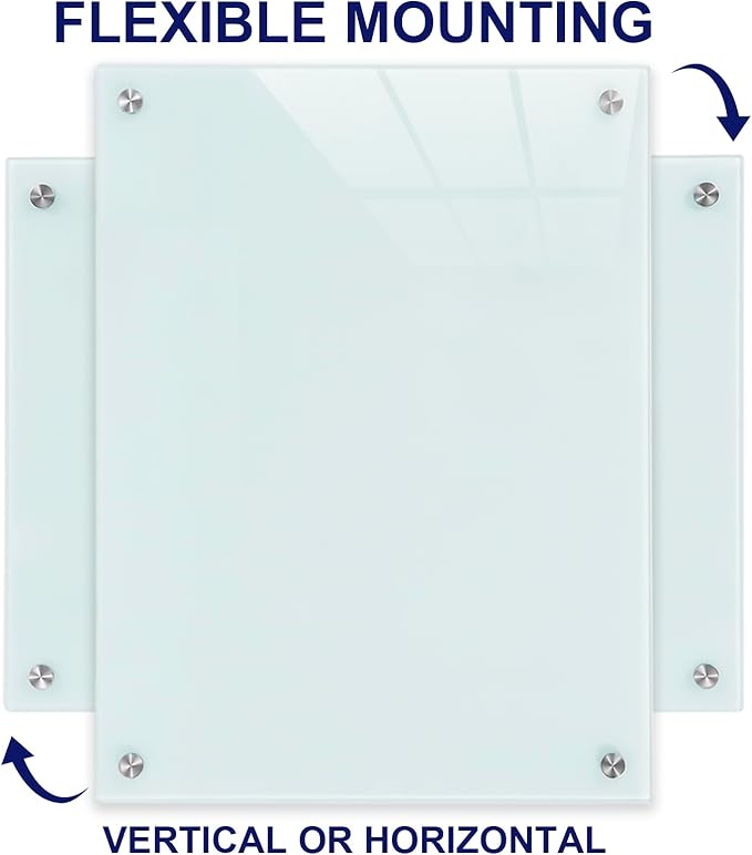 Glass Magnetic White Board - 36 x24 Inches Frameless Dry Erase Glass Whiteboard for Wall, Writing Board for Office, Classroom, Home and Presentation