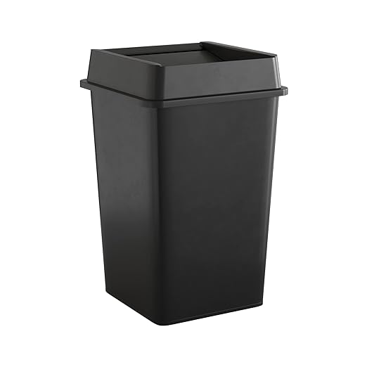 35 Gallon Black Square Commercial Trash Can with Lid
