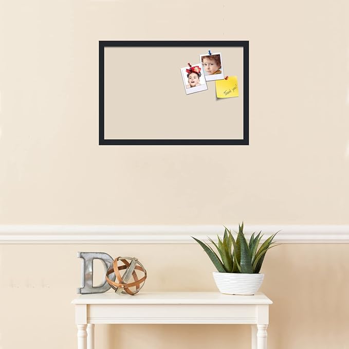 PinPix 24x16 Inch Cork Bulletin Board. This Decorative Framed Pin Board Comes with Desert Pastel Design and a Satin Black Frame. Ideal for Home Office Decor or Message Board (PinPix-1815)