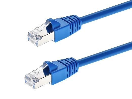 Monoprice Cat6A 5ft Blue Patch Cable Double Shielded 26AWG 10G Pure Bare Copper by Monoprice