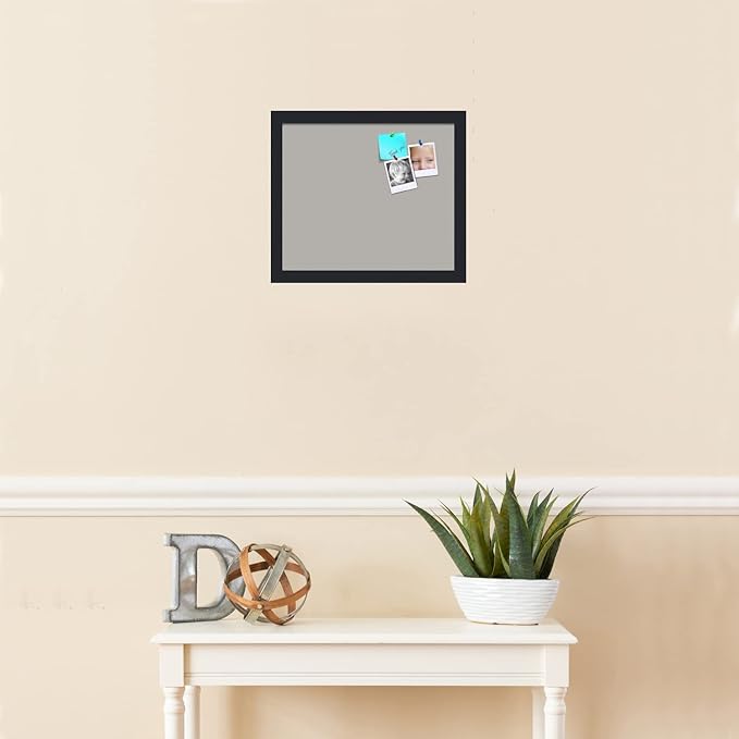 PinPix 14x12 Inch Cork Bulletin Board. This Decorative Framed Pin Board Comes with Dark Stone Design and a Satin Black Frame. Ideal for Home Office Decor or Message Board (PinPix-1808)