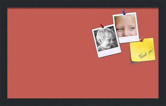 PinPix 20x12 Inch Cork Bulletin Board. This Decorative Framed Pin Board Comes with Crimson Pastel Design and a Satin Black Frame. Ideal for Home Office Decor or Message Board (PinPix-1807)