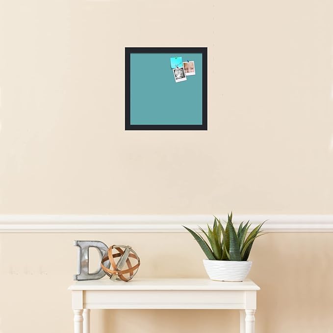 PinPix 13x13 Inch Cork Bulletin Board. This Decorative Framed Pin Board Comes with Aqua Pastel Design and a Satin Black Frame. Ideal for Home Office Decor or Message Board (PinPix-1806)