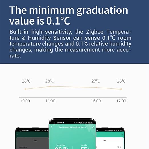 Haozee Zigbee Temperature and Humidity Sensor, ZigBee Hub Required, - Image 4