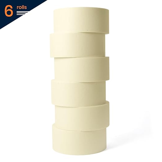 General Purpose Masking Tape 1.88 Inches x 60 Yards, Beige White Painters Tape for Painting, Labeling, DIY Arts Crafts, Home Office School Projects, 6 Rolls