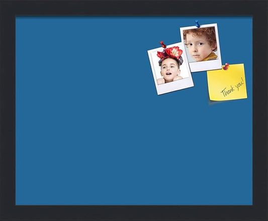 PinPix 15x12 Inch Cork Bulletin Board. This Decorative Framed Pin Board Comes with Navy Pastel Design and a Satin Black Frame. Ideal for Home Office Decor or Message Board (PinPix-1811)