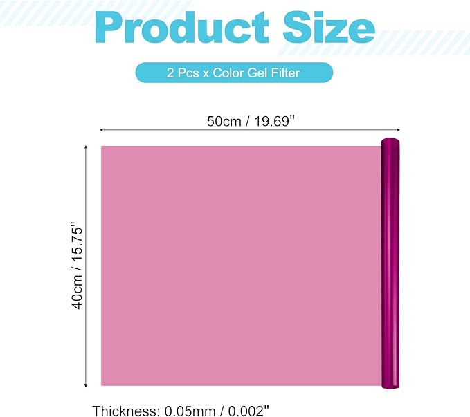 MECCANIXITY Lighting Gel Filter 15.7x19.7 Inch Pink Color Correction Sheet - Image 2