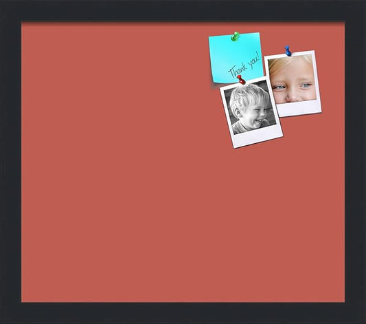 PinPix 15x13 Inch Cork Bulletin Board. This Decorative Framed Pin Board Comes with Crimson Pastel Design and a Satin Black Frame. Ideal for Home Office Decor or Message Board (PinPix-1807)