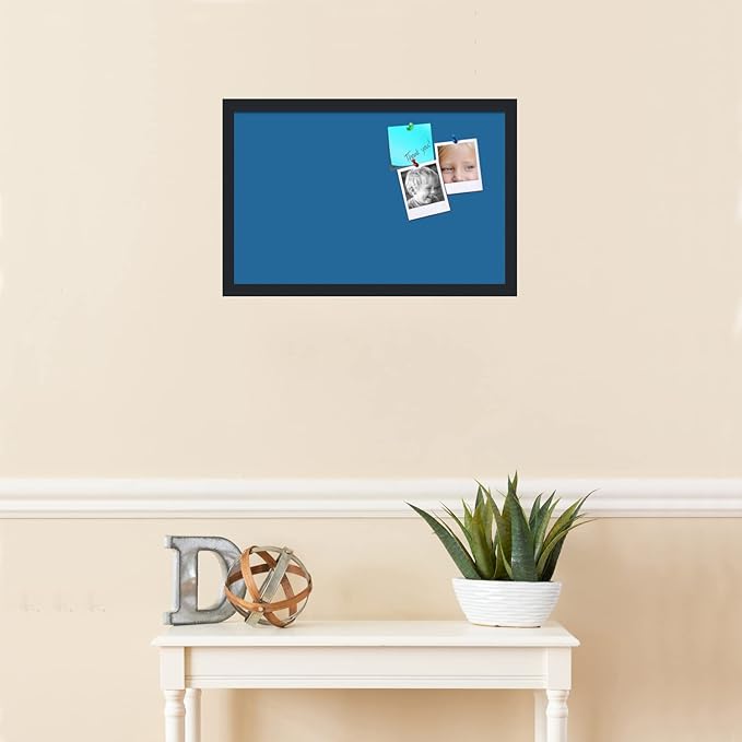 PinPix 22x14 Inch Cork Bulletin Board. This Decorative Framed Pin Board Comes with Navy Pastel Design and a Satin Black Frame. Ideal for Home Office Decor or Message Board (PinPix-1811)