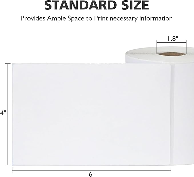 4"x6" Direct Thermal Shipping Labels 600 Lables/2 Roll (300 Pcs per Roll) Compatible with Zebra Rollo Beeprt Printer Permanent Adhesive