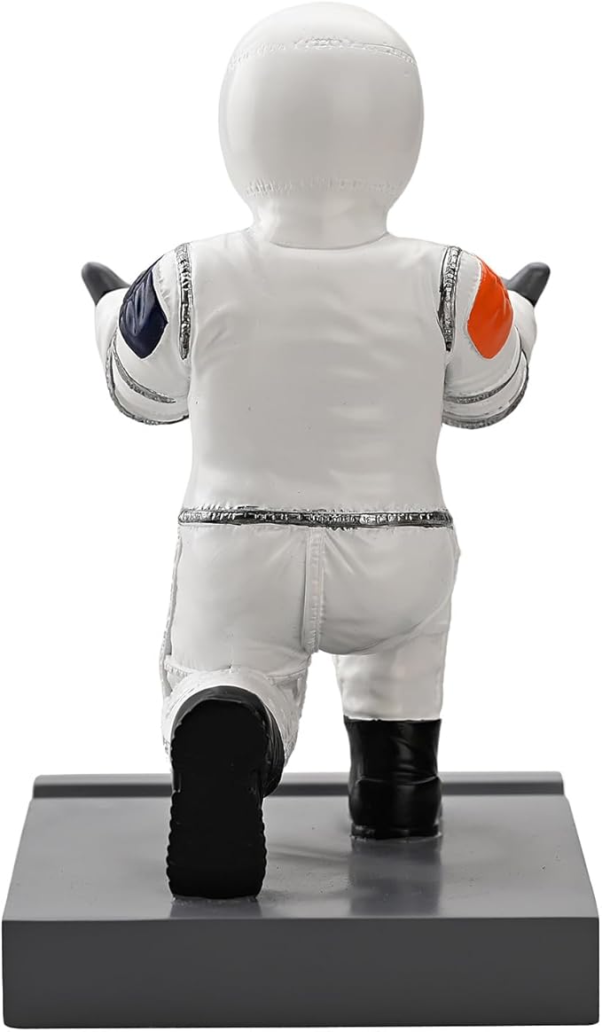 Astronaut Resin Pen Holder, Mobile Phone Stand, Device Stand, Desk Organizer Decorative Pen Holder (White&Black)