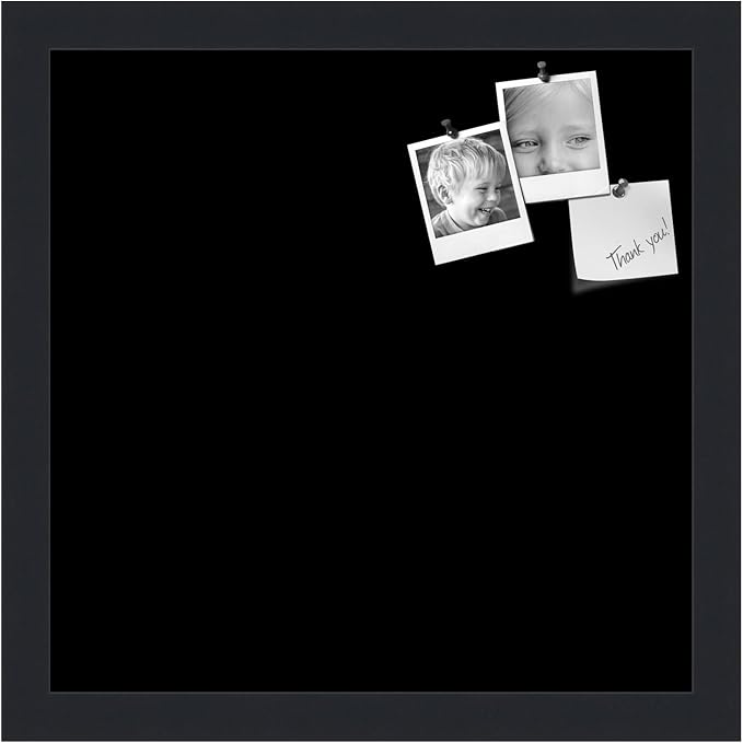 PinPix 13x13 Inch Cork Bulletin Board. This Decorative Framed Pin Board Comes with Solid Black Design and a Satin Black Frame. Ideal for Home Office Decor or Message Board (PinPix-622)