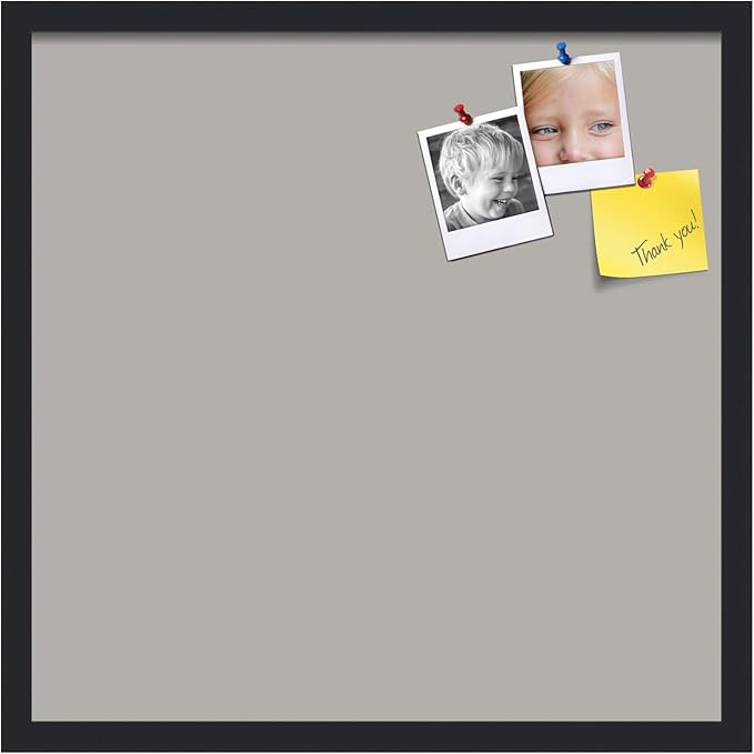 PinPix 22x22 Inch Cork Bulletin Board. This Decorative Framed Pin Board Comes with Dark Stone Design and a Satin Black Frame. Ideal for Home Office Decor or Message Board (PinPix-1808)