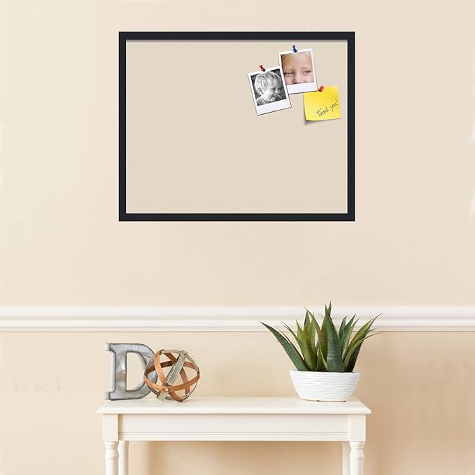 PinPix 28x22 Inch Cork Bulletin Board. This Decorative Framed Pin Board Comes with Desert Pastel Design and a Satin Black Frame. Ideal for Home Office Decor or Message Board (PinPix-1815)